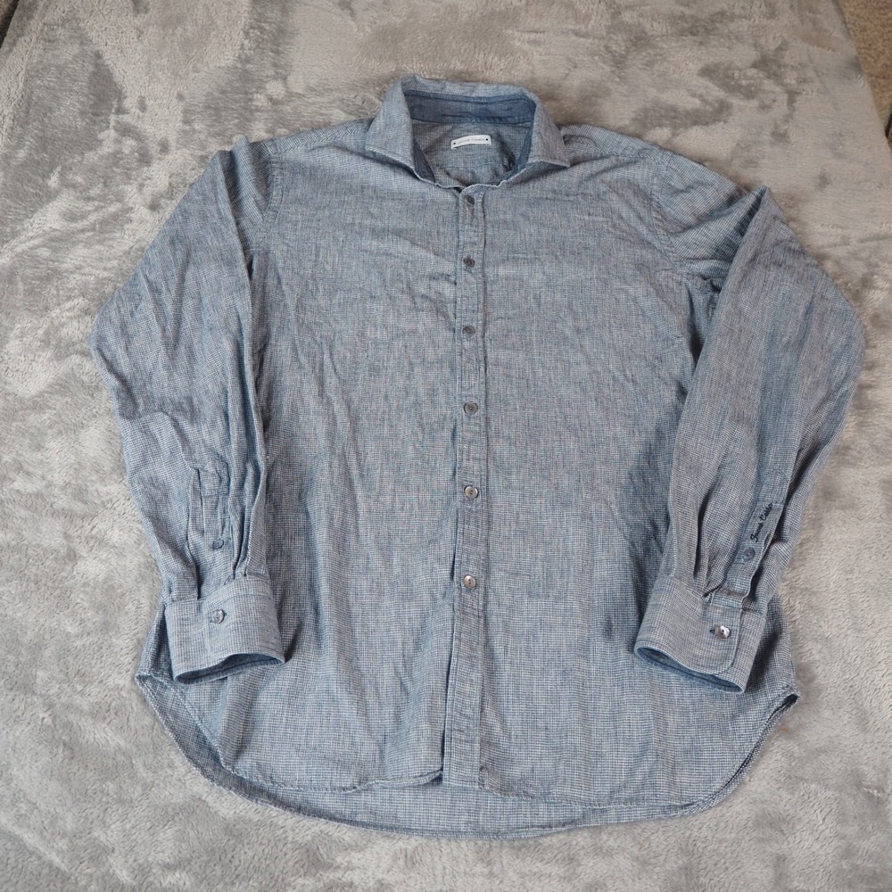 Jacob Cohen Luxury Denim Button Down Men's Shirt 41/16 Blue Houndstooth Italy